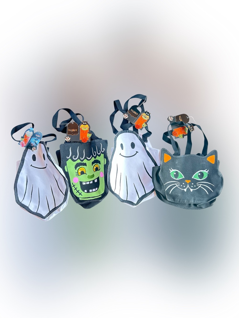 Halloween night tote bag Frankenstein, Ghost, Black Cat, viral, NWT bdl of 4